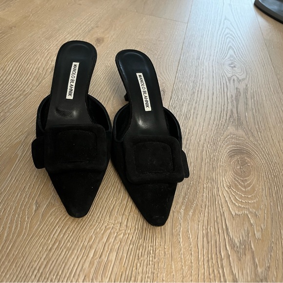 MANOLO BLAHNIK
Black Maysale 50 Suede Leather Mules - Picture 4 of 6